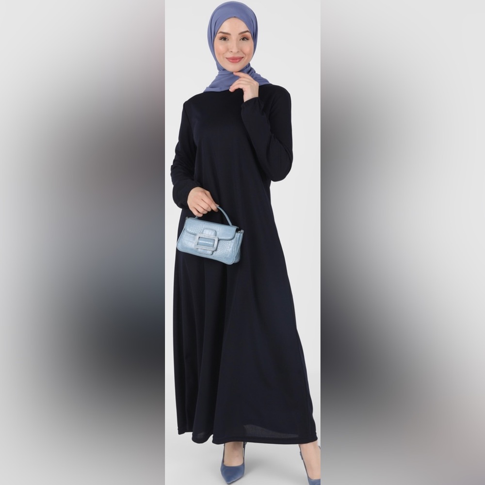 Navy Blue Long Modest Dress